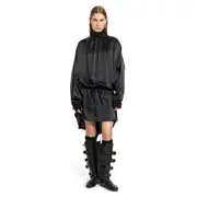 [ANN DEMEULEMEESTER] Jenna Turtleneck Dress in Washed Light Satin Black