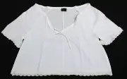 ASOS Design Women's Gathered Tie Front Lace Trim Blouse AC2 White Medium (8-10)