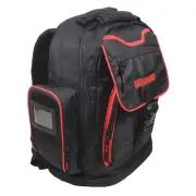 Westward 32Pj48 Tool Backpack, Black, Polyester, 19 Pockets