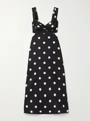 [Zimmermann] Zimmermann - Crush Cutout Pleated Polka-dot Linen Midi Dress - Black - 3 3 Black