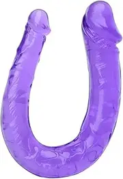 Eforstore Adult Sex Toy Waterproof Jelly Double Dongs Top Sex Realistic Dildo Penis Cock Anal Butt Plug Massager G-Spot Stimulation Orgasmic Thrusting AV Wand Stick Sex Adult Toys Magic Wands for Women Men Lover Couples (U Shape, Random Color)