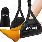 HiVing New Airplane Foot Rest,Portable Travel Footrest Flight Carry-On FootRest Adjustable Height Foot Rest Travel Accessories Footrests Hammock,Black