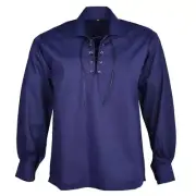 Blue High Quality Jacobite Ghillie Shirts kilt Shirts Men's Jacobean Shirts