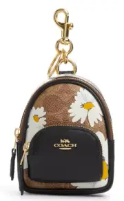 Coach Mini Court Backpack Keychain Bag Charm -CZ602 Canvas/Leather Floral -NWT
