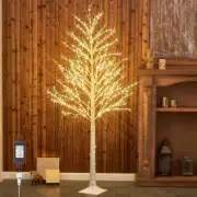 Hairui Lighted White Tree Plug in with 6FT 690 Warm White Fairy Lights White ...
