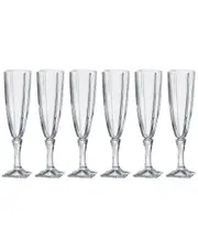 Barski Set of 6 Crystal Champagne Toasting Flutes