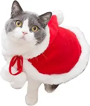 Pet Christmas Costume Poncho Cape with Hat Cloak for Cats and Small Dogs (Red, M)