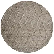Zig Zag Beige Round Wool Rug