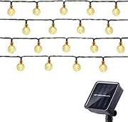 Solar String Lights Garden, 19Ft/6M 40LED Crystal Balls Waterproof LED Fairy Lights, 8 Modes Outdoor Solar Powered Lights for Patio Party Fence Festival Weeding Easter Decoration