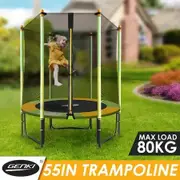 Genki 55" Trampoline Mini Rebounder Jumping Gym Equipment Home Outdoor Fitness Kids Exericise with Safety Enclosure Net