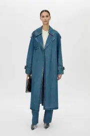 Calyx Denim Trench Coat in Classic Blue - CAMILLA AND MARC® C&M