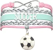 Infinity Love Soccer Charm Bracelet Jewelry for Adult Fans, Lovers, Team - Themed Bulk Jewelry