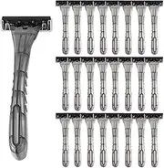 Three-Blade Razors Bulk, 3-Blade Disposable Razors Individually Wrapped, Stainless Steel Blade Razors for Travel, Bnb, Homeless (100 Count, Gray)