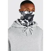 Mens Grey Camo Print Snood