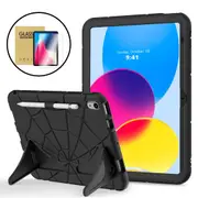 StylePro Combo, iPad 10th generation shockproof case + tempered glass screen protector, black.