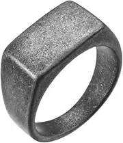 [Generic] Retro Vintage Style Titanium Steel Ring Rectangular Smooth Ring