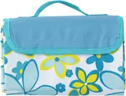 Picnic Blanket, Extra Large Outdoor Sandproof & Waterproof Foldable Beach Mat with Handle Strap Rug - Blue