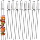 10X 2Way Grill Skewers Shrimp Skewers For Grilling Grilling Sticks With Push Bar