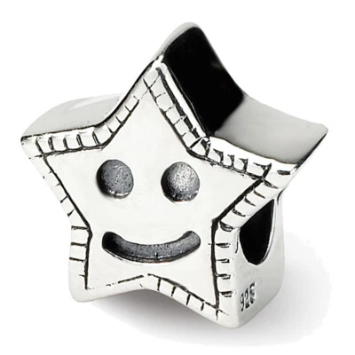 Lex & Lu Sterling Silver Reflections Kids Smiley Star Bead