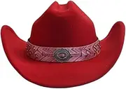 YFVFAGDMKV Cowboy Hat Western Style Ladies Retro Trendy Cowboy Hat Lady Cowgirl Jazz Hat Sombrero Hombre Caps(2)