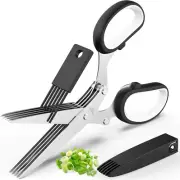 Herb Scissors Multi-Blade Stainless Steel Shears Set w/ 5 Blades and Cover