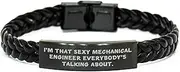 [Generic] Funny Mechanical Engineer Quotes Braided Leather Bracelet Gifts for Christmas from Men to Friends, Mechanical Engineer Birthday Unique Gifts for Him, Small, Leather, no gemstone