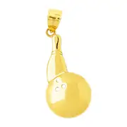 14K Gold Bowling Ball and Pin Pendant