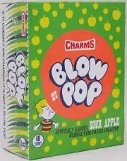 Charms Blow Pop Sour Apple Lollipops Candy Pops Gum Center Suckers 48 Count Box