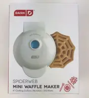 Dash Spider Web Mini Waffle Maker White 4" Cooking Surface Non-Stick