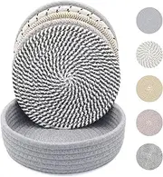 KITLAB 8 Inch Trivets for Hot Dishes, Hot Pots and Pans, Thick Heat Resistant Large Coaster for Kitchen, Hot Pads, Kitchen Essentials, Kitchen Decor for Table & Countertop with Storage Basket, 5 Pcs