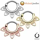 1pc New Titanium Gem Septum 16G Hinged Clicker Daith Nose Ring Body Piercing