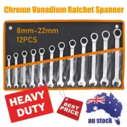 12Pcs 8MM-22MM Ratchet Spanner Set Metric ND-0326 + Rolling Bag Hand Tool Kit AU
