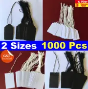 BULK 1000 PCS PAPER STRING GARMENT SWING PRICE TAGS LABEL TICKET WHITE BLACK NW