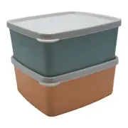 Tupperware Small Square Round Containers 1 3/4 Cup Orange Green Set of 2