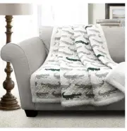 Lush Decor Alligator Sherpa Throw Blanket, 60" X 50", White Kids Blanket NEW