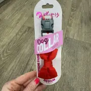 RED BOWTIE Dog Collar Dogs Whimsy Valentine Hearts S Small Secure Clip Wedding