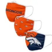 NFL DENVER BRONCOS FOCO ADULT FACE COVERING 3-PACK MASK