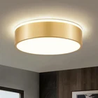 Gold Flush Mount Ceiling Light Fixture, round LED Light Fixture, Modern Dimmable