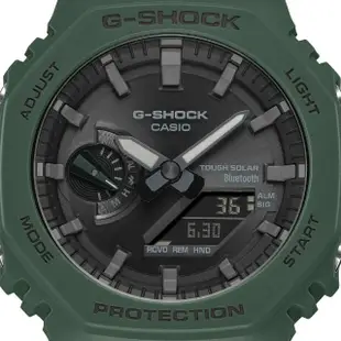 【CASIO 卡西歐】G-SHOCK 農家橡樹 藍牙連線 太陽能八角雙顯腕錶 母親節 禮物(GA-B2100-3A)
