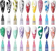 Dynaeuty 3D Nail Art Pens Set, 18 Colours, Quick Drying Acrylic Paint, Dotting Tools for Nail Design (multicolor#A)