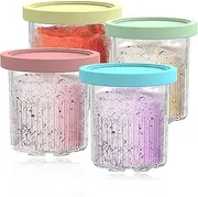 [Morofme] Replacement for Ninja Creami Deluxe Pints and Lids 4 Pack - 24oz Reusable Ice Cream Container Cups Jars Tubs Canister Set compatible with NC501 NC500 Series Ninja Ice Cream Maker