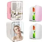 8L Mini Fridge LED Mirror Makeup Cooler For Bedroom Small Ice Box Office Bar Car