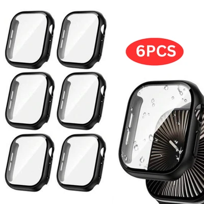 6x Case + Glass for Apple Watch Series 1 2 3 4 5 6 7 8 38mm 40mm 41mm 42mm 44mm