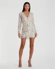 Mac Duggal Long Sleeve Beaded Fringe Plunge Neck Dress size 10