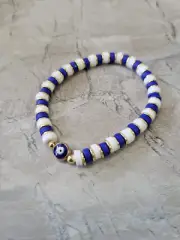 Evil Eye Bracelets Polymer Clay & Disc Beads Stretch Bracelets Colorful Bracelet