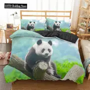 v353 Bed Sheets Animal Insect Series Bedding Set,Print Butterfly Panda, Deer,Panda Duvet Cover and Pillowcase, Dekbedovertrek,Single Double 3-Piece Be
