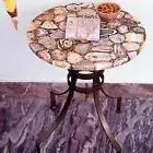 Natural Yellow Agate Stone Cocktail Round Table,Side Table Top Home Furniture