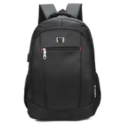 Nylon Double Shoulders School Bag Travel Backpack Bag (Black)