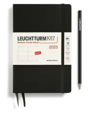 [LEUCHTTURM1917] Paperback (B6+) Hardcover Weekly Planner 2025 in Black