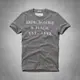 美國百分百【全新真品】Abercrombie & Fitch T恤 AF 短袖 T-shirt 麋鹿 灰 文字 字母 刺繡 男 S M號